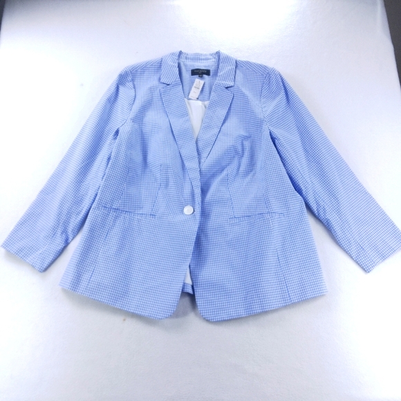 Talbots Jackets & Coats Talbots Blazer Plus Size 6w Blue Checkered